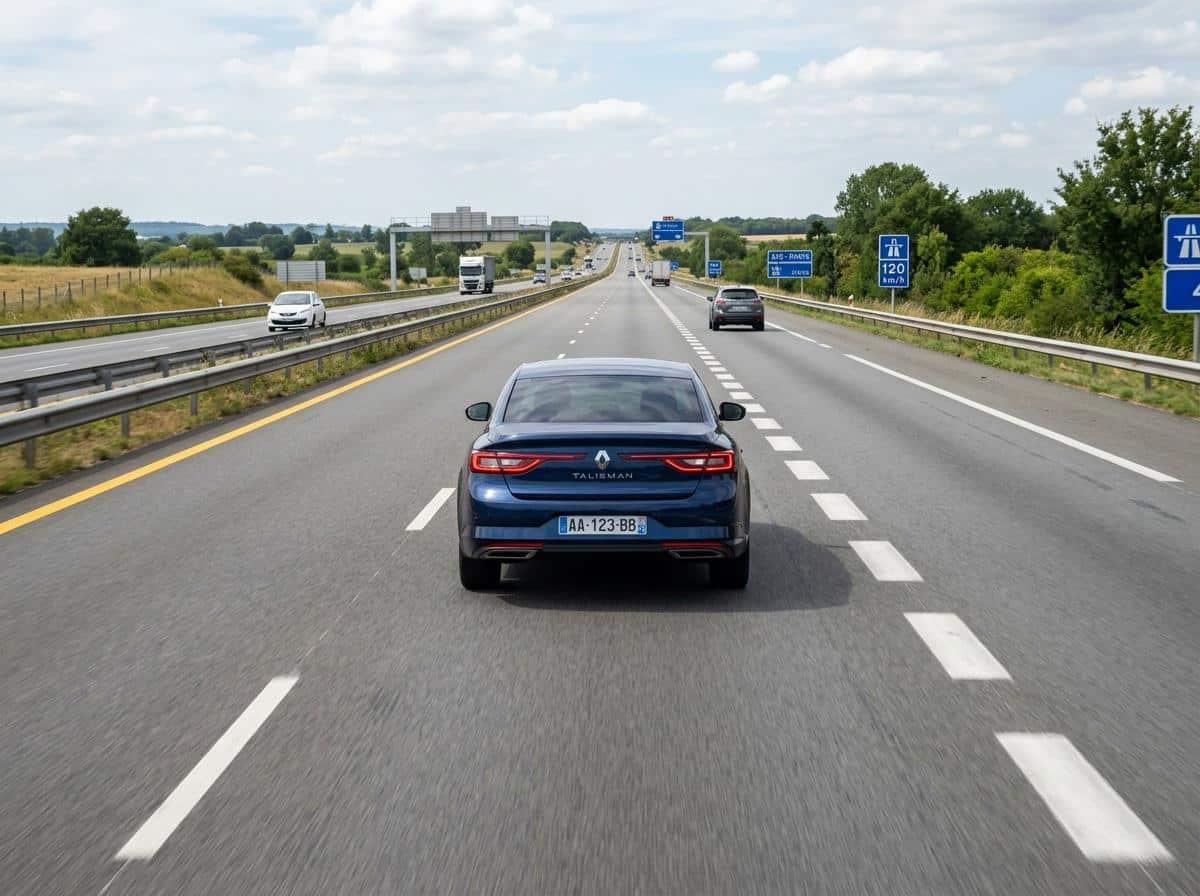 Voiture sur autoroute française à grande vitesse