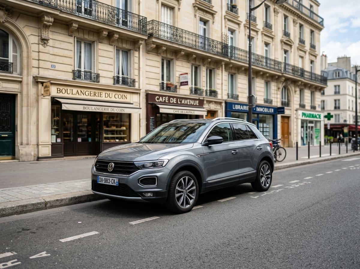 SUV compact garé dans une rue urbaine moderne
